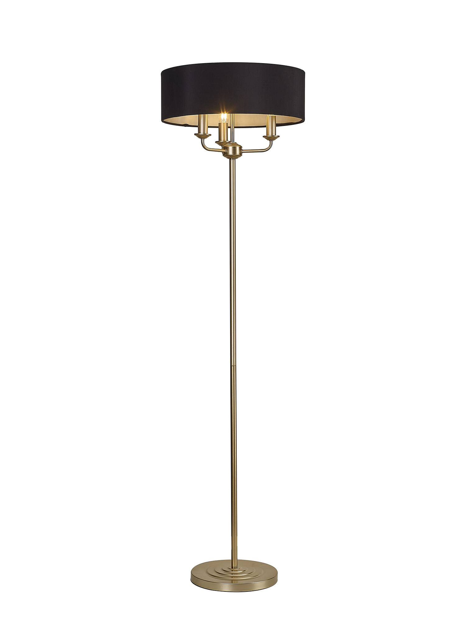 DK0989  Banyan 45cm 3 Light Floor Lamp Champagne Gold, Black